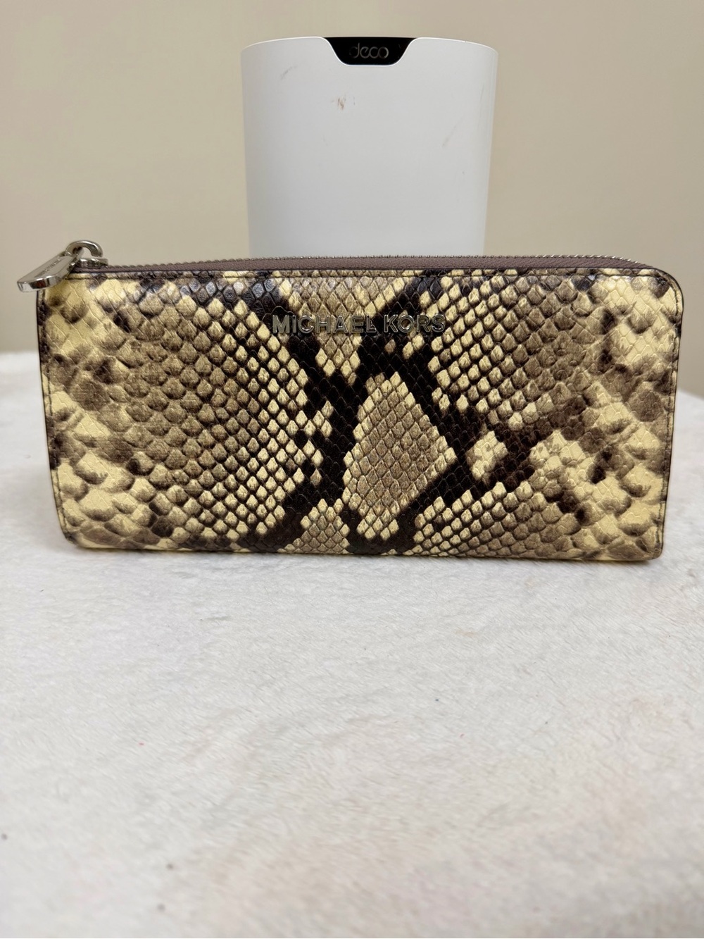 Michael Kors Snake-Print Zip Wallet
